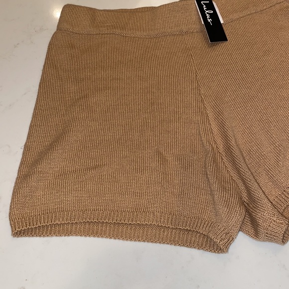 NWT Lulus Comfy Cozy Tan Knit Sweater Shorts in Camel - Picture 8 of 9